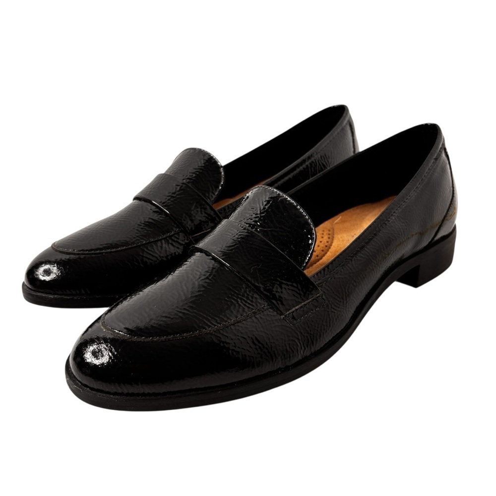 Clarks Collection Loafers Black Patent Leather Comfort Shoe Size 11 Arch Support